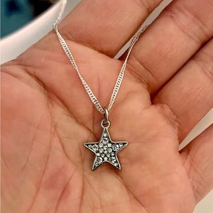 Coach Small Pave Crystal Star Pendant .925 Sterling Silver Necklace